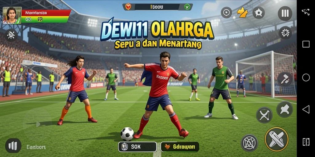 Tampilan gameplay DEWI11 dengan aksi olahraga yang mendebarkan.