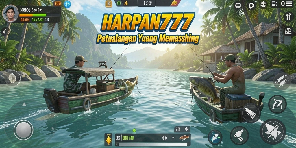Tampilan gameplay <strong>HARAPAN777</strong> yang mendebarkan saat memancing ikan besar.