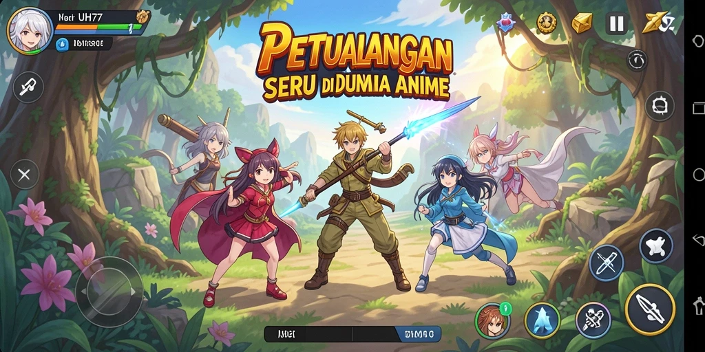 Screenshot UH77 yang menampilkan karakter anime dalam pertarungan epik.